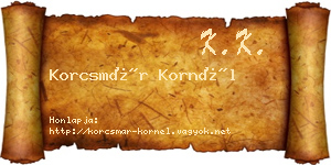 Korcsmár Kornél névjegykártya