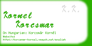 kornel korcsmar business card